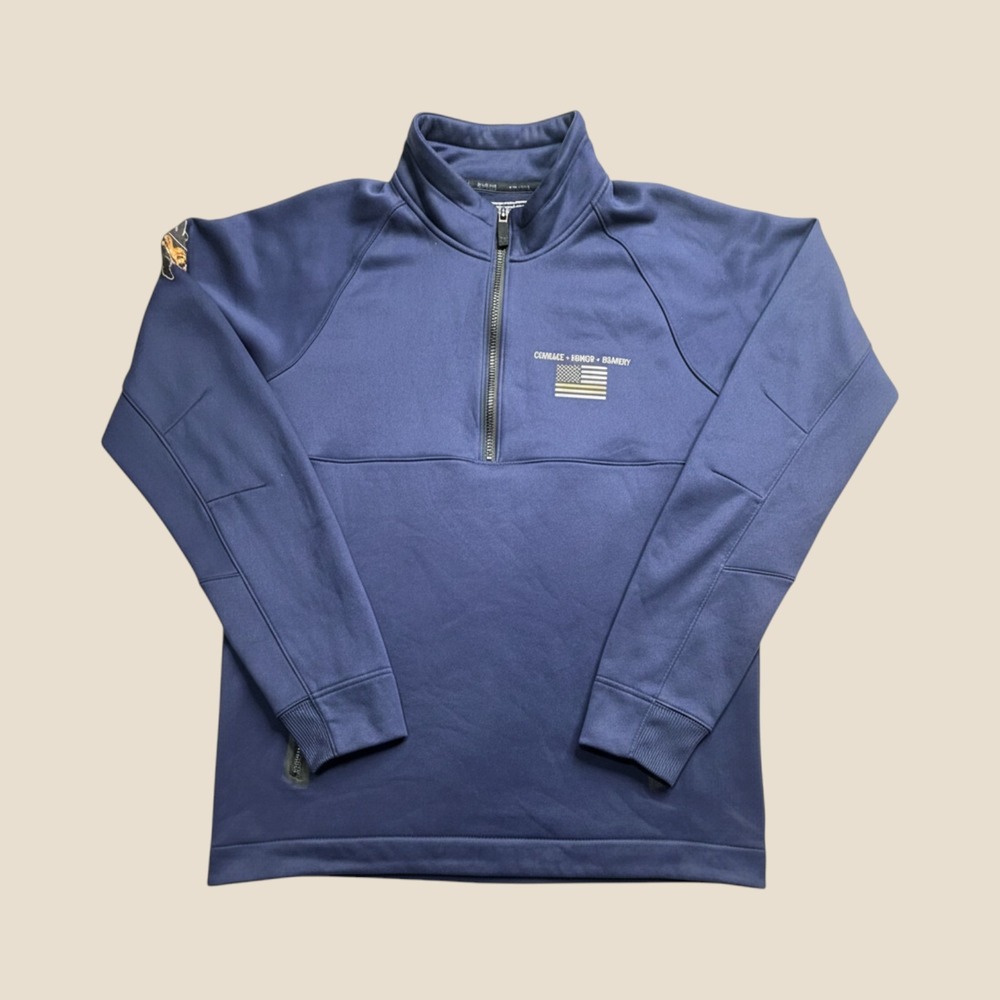 New Era Pullover Mens L NEA523 Navy Blue Home Depot Lion Graphic 1/4 Zip Fleece